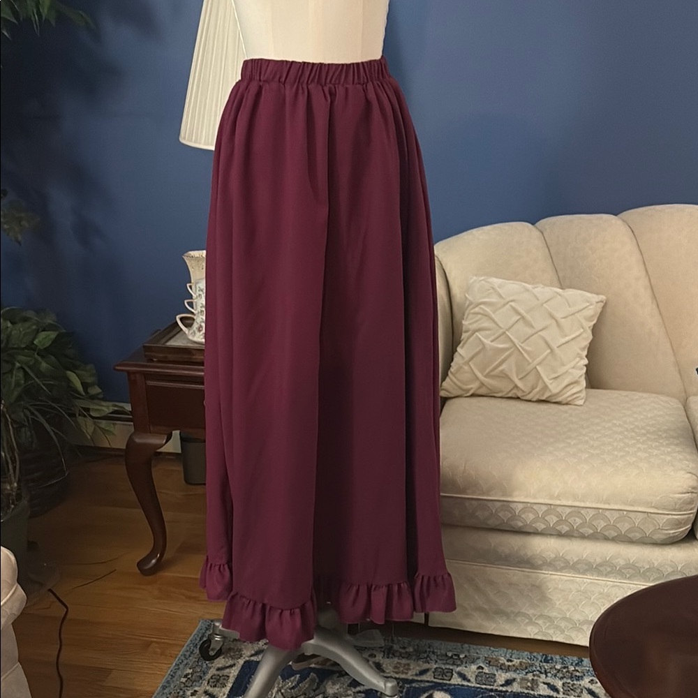 Chic Plum Maxi Skirt with Ruffle Detail